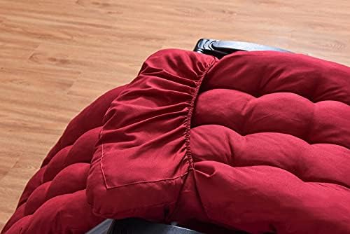 Miniatura 3 de Cojín para tumbona de patio de 67 pulgadas, cojín para sofá mecedora para interiores y exteriores, con lazos y cubierta superior, cojín