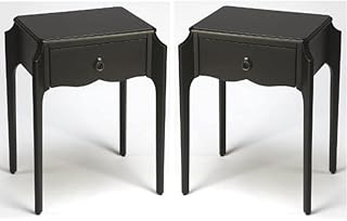 Home Square Transitional Rubberwood Nightstand in Black - Set of 2