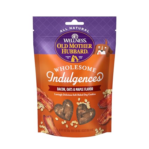 Wellness Old Mother Hubbard Wholesome Indulgences Soft-Baked Dog Biscuits Natural Treats Bacon Oats and Maple Flavor 10 oz Bag