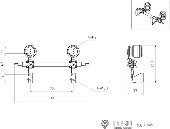 LESU Pneumatic Suspension Air for A0020 1/14 RC Hydraulic Trailer Truck Accessories