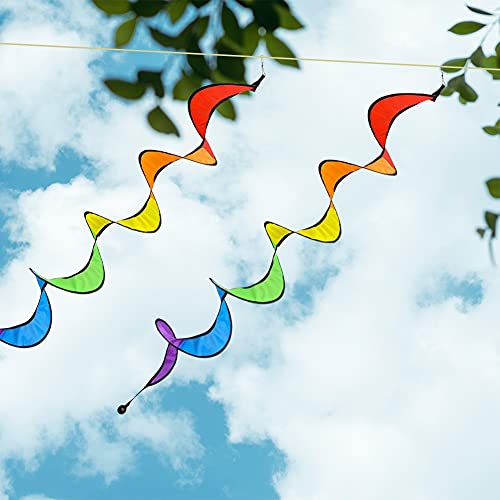Sethous 8 Pieces 57 Inch Rainbow Curlie Spinner Foldable Rainbow Wind Spinner Colorful Hanging Rainbow Wind Twister For Yard And Garden Indoor Outdoor Decoration #TOP6