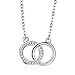 Produktbild Geschenke zum Muttertag, J.Endéar Chain Ladies 925 Sterling Silber, Damen Halskette mit Sweet Romance Love Doppelring Anhänger Geschenk für Sie