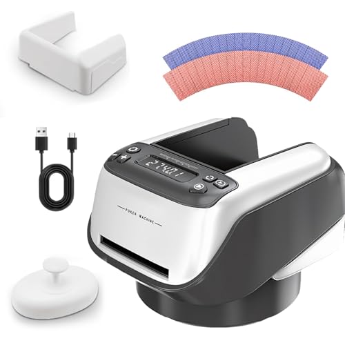 2 in 1 Automatische Kartenmischer und Kartensender, 2400mAh Elektrisch Kartenmischmaschine, 360° Drehbarer Kartengeber bis zu 8 Spieler, Kartenausgabe Maschine für Poker, UNO, Blackjack, Texas Holdem