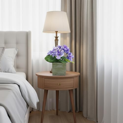 Image of KARP Artificial Potted Plants, 20Cm Height Mini Purple Hydrangea Flower Plant with Pots Home Decor, Indoor Artificial Ornamental Plant for Living Room, Office Desk & Bathroom, Decorative