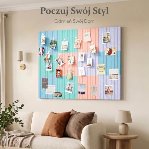 Lifewit 90 x 60 cm filcowa tablica do przypinania, samoprzylepna, 12 sztuk, korkowa alternatywa, dekoracyjna tablica do przypinania, 50 sztuk pinów do przypinania, do biura, kuchni, pokoju dziecięcego