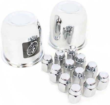 (2) 3.19" Closed Center Caps & (12) Chrome Trailer Wheel Lug Nuts