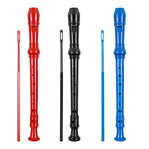 Soprano Recorder Descant Flauta Recorder 8 Hole ABS Clarinet German Style Treble flute C Key With Fingering Chart Instructions with Cleaning Rod Bag 3 Pack by EastyGold - Used condition - US$8.63