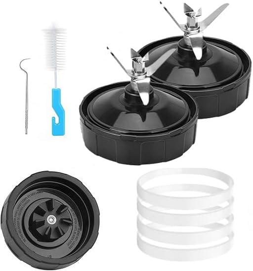 Ninja Blender Replacement Parts, Extractor Blade Assembly 7 Fins, Compatible with Ninja Blenders Auto iQ BL480 BL482 BL642 BL682 NN102, Ninja blades replacement (2-Pack 7-Fin Ninja Blades)