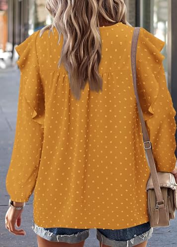 BETTE BOUTIK Womens Boho Fall Long Sleeve Shirts Crewneck Dressy Casual Blouses Trendy Flowy Tops