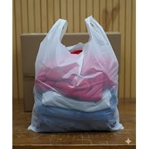 JS Jumbo Plastic Shopping Bags 18x8x30-13mic Extra Large Bags 200, White
