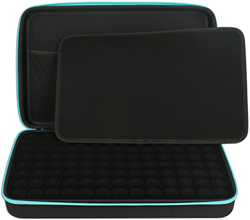 104 Bottle Huge Essential Oils Organizer Protects 5ml, 10ml and 15ml Oils - The Perfect Hard Shell Exterior Storage Case for Your Therapeutic Aromatherapy Essential Oils Collection (Caribbean Blue) - Thumbnail 2