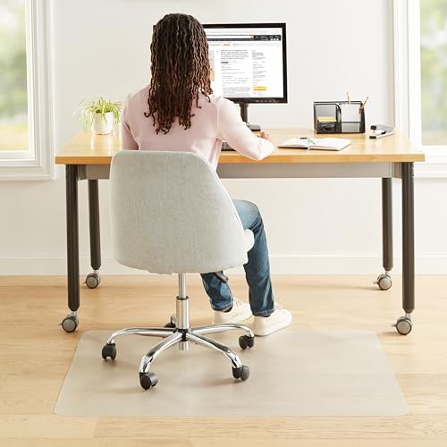 Amazon Basics Vinyl Rectangular Chair Mat Protector for Hard Floors, 47 x 35 inches, Clear