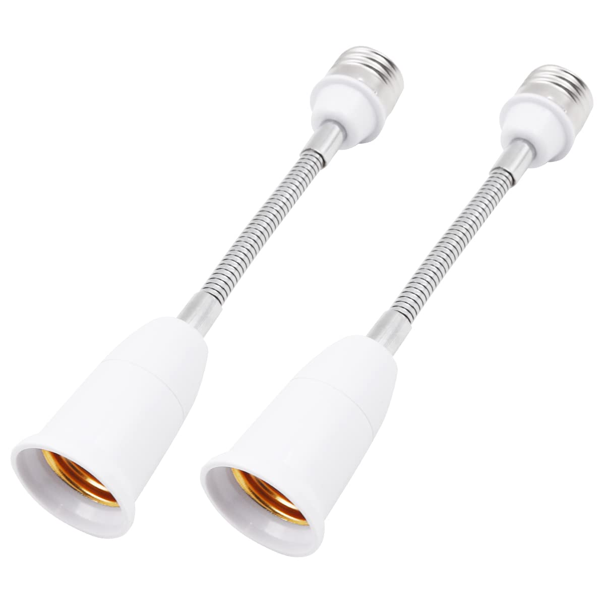 Wangcl White 2Pcs E27 Lamp Base Flexible Gooseneck Extension Adapter For Extension Light Bulb Adjusting The Light -18Cm