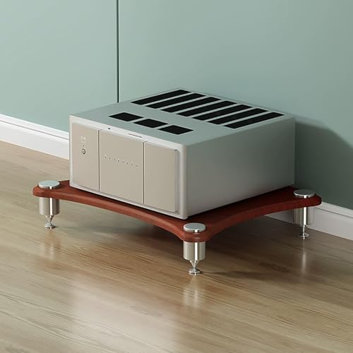 Floor Speaker Stand for Surround Sound 1/2/3/4-Tier AV Media Stand Corner Shelf Sturdy Audio Rack Shelf Stainless Steel for Record Player Game Console DVD Player Projector ?(Teak,1 Layer)