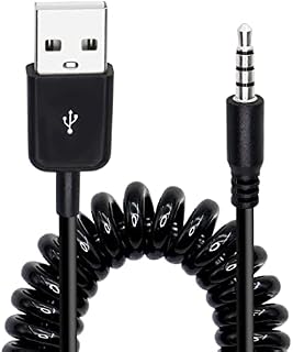 USB to 3.5mm Audio Jack Coiled Cable YACSEJAO 3.5mm Male AUX Audio Jack to USB 2.0 Male Charge Cable Adapter Cord for MP3 Player, Headphones