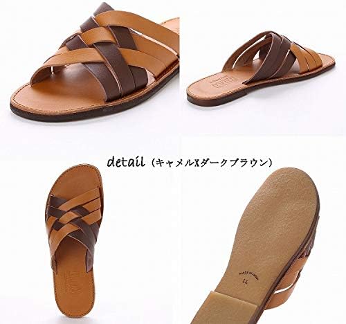 Amazon Italico イタリコ サンダル メンズ レザー 日本製 徳島 本革 編み込み コンビサンダル 2トーンカラー Italico ファッションサンダル