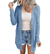 JOCAFIYE Damen Cardigan Lang Dünne Jacke Langarm Leichter Cardigan Elegante Schulterjacke Top Cas...