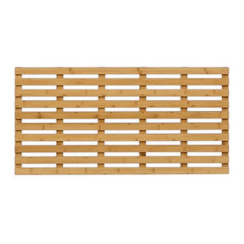 Relaxdays Bambus Badematte, 100 x 50 cm, rutschfeste Duschmatte für...