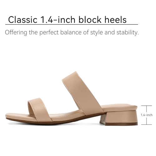 DOBOLIN Nude Heels for Women Square Open Toe Sandals Slip-On Two Strap Heeled Sandals 1.4-Inch Dress Shoes Chunky Low Heels Comfortable Dressy Size 7.5 by DOBOLIN - Used condition - Image 4
