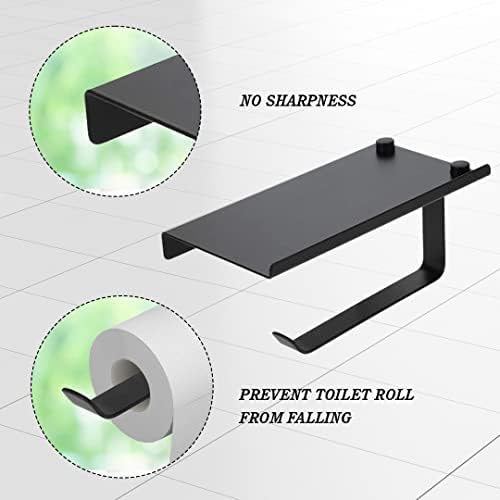 ZED Toilet Roll Holder-2 in 1 toilet paper and phone holder-Wall Mounted toilet roll storage for Bathroom & Kitchen-Waterproof & Rust Resistant-Stylish bathroom accessory- (black), one size (RAY123)
