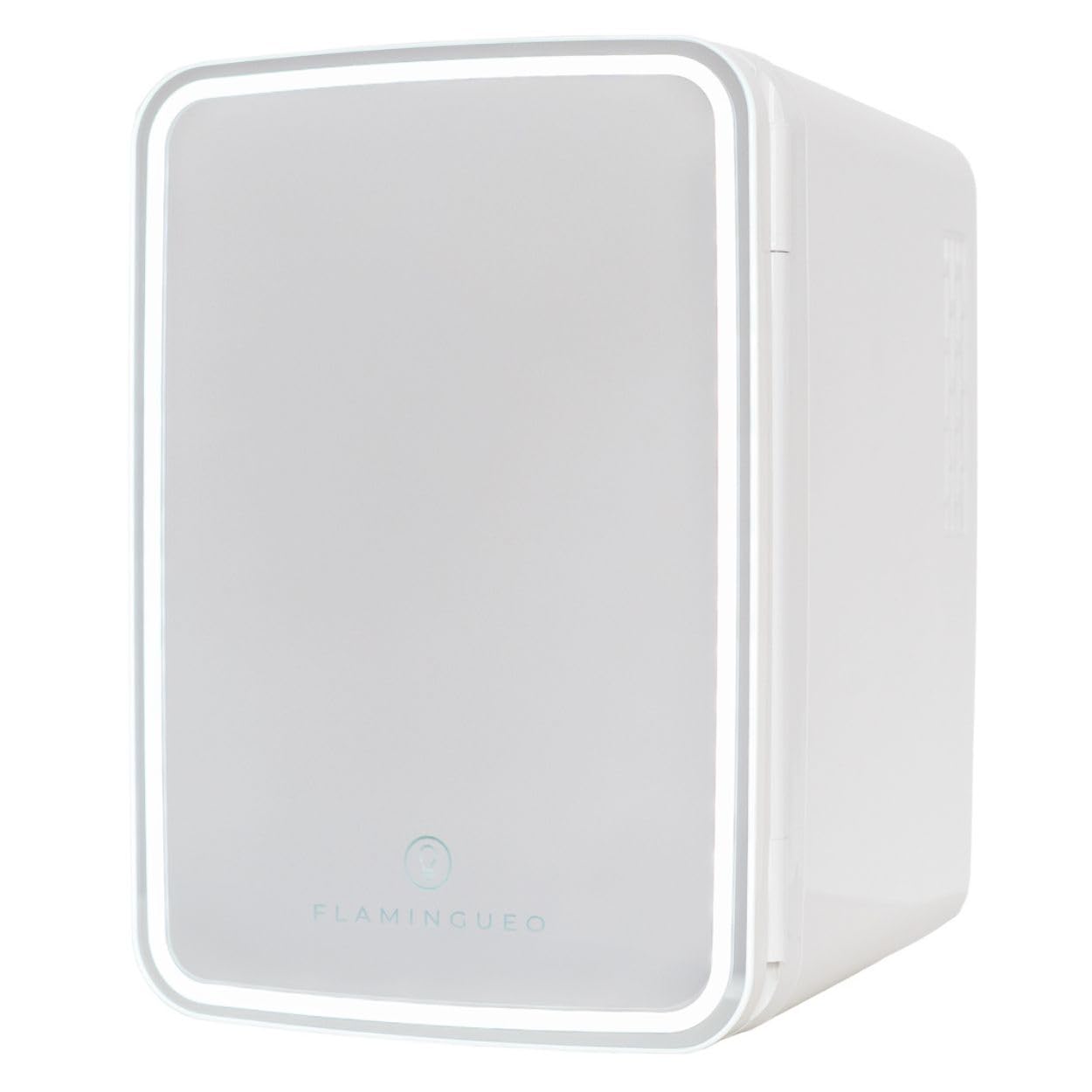 Flamingueo Nevera Pequeña 10L - Nevera Cosmeticos con Espejo y Luz, Mini Nevera, 12V/220V, Función Frío y Calor, Mini Neveras Para Habitacion