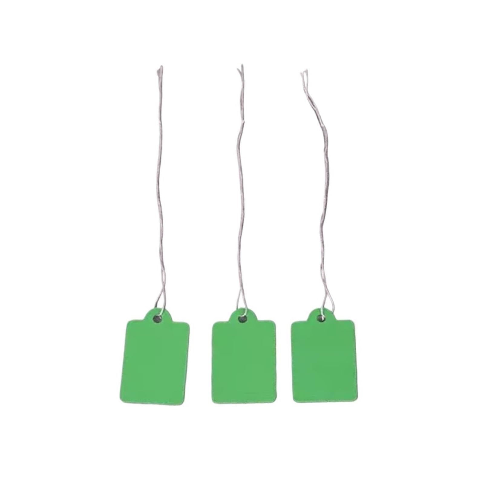 100pcs Colorful Paper Price Cards Cotton String Tags Blank Labels Jewelry Display Packaging Hang for Wedding Favors(Green)