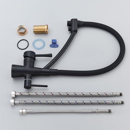 Robinet de cuisine noir mat avec double sortie eau filtrée - 8