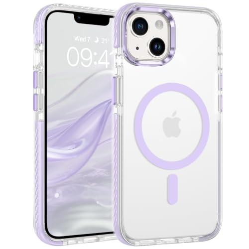 Coque iPhone 14 antichoc transparente compatible MagSafe violet clair fine