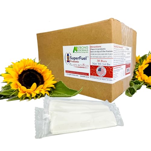 STRONG MICROBIALS SuperFuel Probiotic Bee Food Patties - Boosts Honeybee Health & Productivity with Natural Nectar - Nutritional Winter Bee Feed for Dearth & Stress Periods - 30 Bars (5.6 lbs)