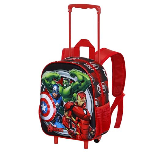 Marvel Los Vengadores Almighty-Mochila 3D con Ruedas Pequeña, Rojo, 26 x 34 cm, Capacidad 7 L