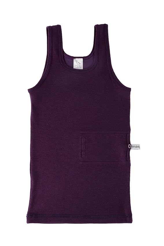 Pumpenshirt Lila – mit integrierter Pumpentasche, wählbar rechts/links – für Insulinpumpe – in Größen 104-164 (Pumpentasche links, 98-104)