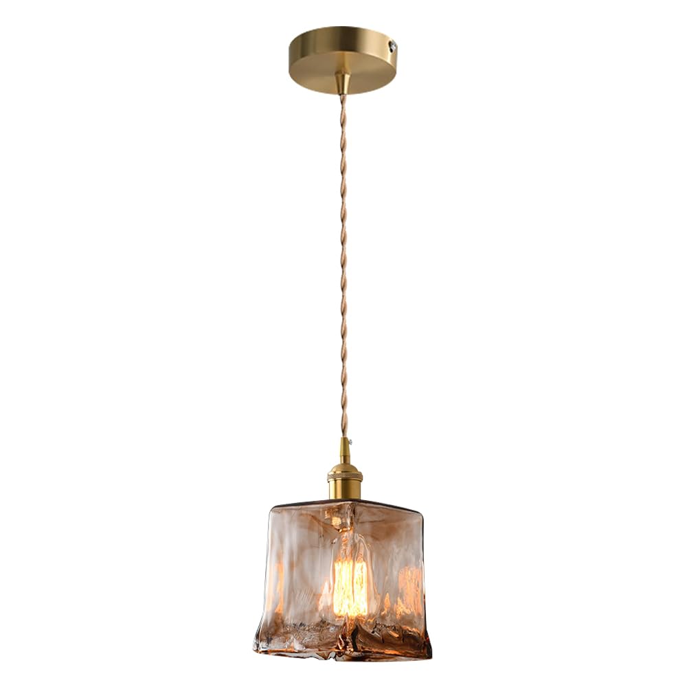 GUOGUOSM Nordic Industrial Style Hanging Light, Creative Glass Pendant Lamp, E26 Light Source Flush Mount Chandelier, Kitchen Island Bedside Corridor Decorative Lighting Fixtures