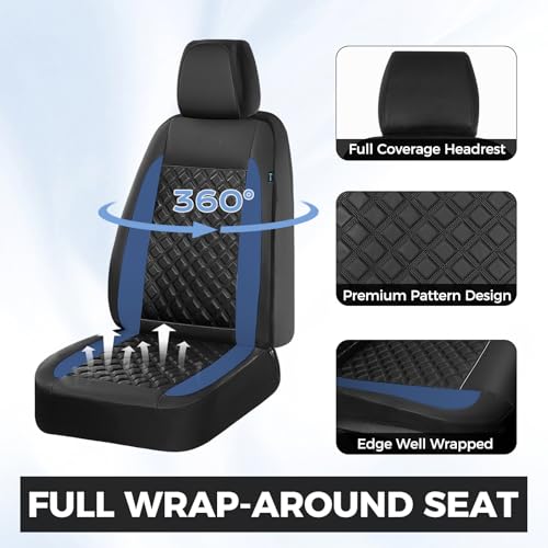 Image of FLORICH Seat Covers, Front Seat Covers 2 PCs, Automotive Seat Cover for Cars, Luxury Leather Universal Seat Cover Accessories Fit for Most Cars SUV Truck Sedans(Blue)