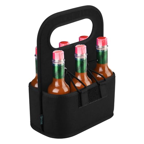 Beautyflier 6-bottle Carrier for Hot Sauce Bottles, Holds Standard 5oz Bottles, Condiment Holder for Oil, Sauces, Vodka, Ketchup, Tabasco, Honey for the Hot Sauce Lover Fan, Holder Only