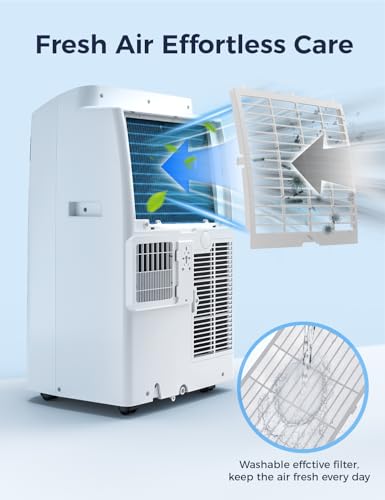 Image of Portable Air Conditioner 14000 BTU, Cools Rooms up to 700 Sq. Ft, Portable AC Unit with Cooling, Dehumidifier & Fan Mode, Sleep, 24-Hour Timer, Remote Control, Window Installation Kit 1piece