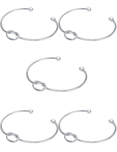 CHICNOW Bridesmaid Gifts, Love Knot Bangle Tie The Knot Adjustable Stretch Cuff Bangle for Women Valentine's Day Gifts Silver Tone Set of 5 CHICNOW Bridesmaid Gifts, Love Knot Bangle Tie The Knot Adjustable Stretch Cuff Bangle for Women Valentine's Day Gifts Silver Tone Set of 5