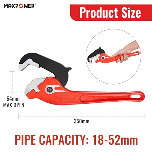 Image of MAXPOWER 14-inch Pipe Wrench, Self-Adjusting Pipe Wrench, Rapid Grip Multi-function Quick Self Adjustable Plumbing Pipe Capacity 0.7 inch-2 inch