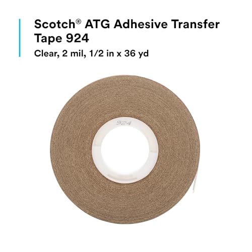 3M Scotch ATG Adhesive Transfer Tape 924, Clear Tape, 1/2 in x 36 yd, 2 mil - image 7