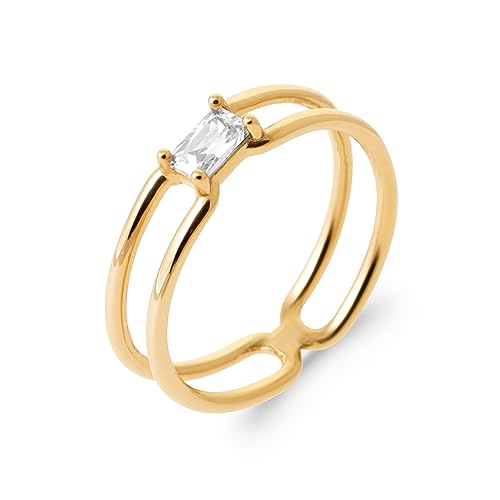 Bague Plaqué Or 18k et Oxyde de Zirconium Ovale : Un Bijou Durable Anti-Ternissement