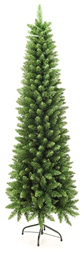658 Tips Artificial Pencil Christmas Tree, 6ft Pure Xmas Pine Trees with Metal Stand Perfect for Christmas/Parties/Holiday Indoor Outdoor Decoration