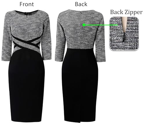 Image of VFSHOW Womens Front Zipper Work Office Business Casual Church Sheath Dress