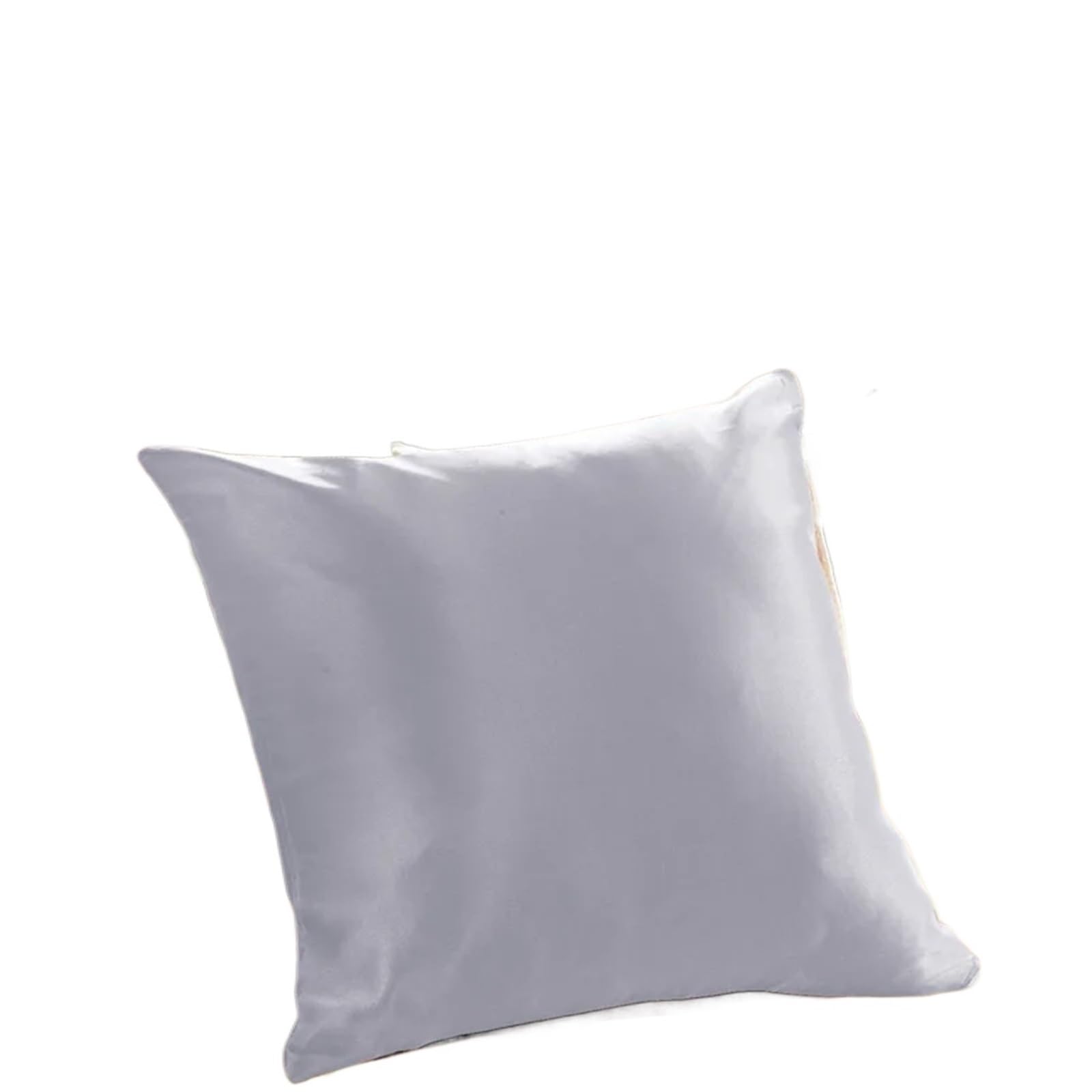Funda de Almohada con Cremallera Seda Morera 19mm, Funda, Color sólido, Multicolor para Mujeres(Grey,65 x 65 cm)