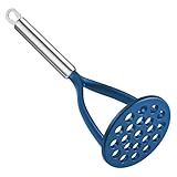 TENTA KITCHEN Good Grips Nylon Potato Solid Masher Ricer Press Blender Crusher for Non-Stick Cookware With Heat Resistant Stay Cool Stainless Steel Handle-Blue