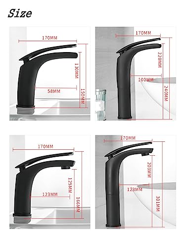 Robinet de lavabo noir en laiton massif au design cascade moderne - 7
