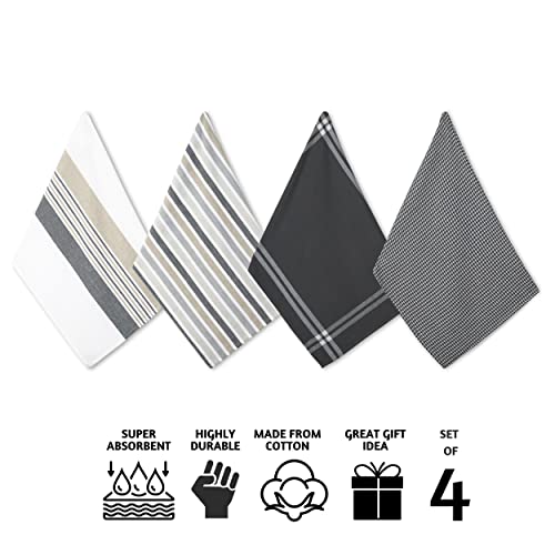 Folkulture Gray Kitchen Towels With Hanging Loop, 100% Cotton Dish Towels For Kitchen, Kitchen Hand Towels Or Tea Towels For Kitchen, Farmhouse Kitchen Towels, 20 X 28 Inches, Set Of 4, (Neutral Gray) #TOP2
