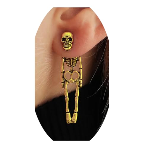 Gothic Skull Earrings Punk Skeleton Groom Bride Front Back Stud Earrings Halloween for Women Girl