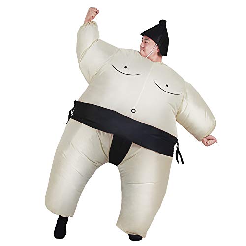 Inflatable Adult Sumo Wrestler Suits Wrestling Fancy Dress Halloween Costume One Size Fits Most (Black Adult)