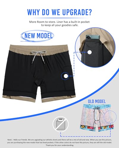 Image of maamgic Mens 5 inch Gym Running Shorts for Men 2 in 1 Quick Dry Workout Athletic Shorts