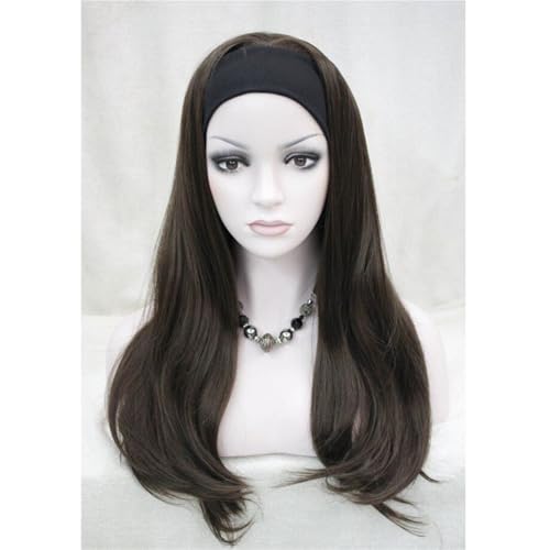 Perruque cheveux raides pour femme avec couvre-tête complet intégré naturel et bandeau