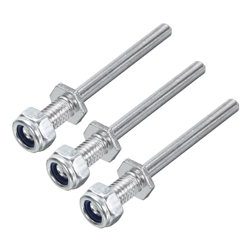 MECCANIXITY Pack of 3 Landing Gear Steel Axle 5/32 Inch Dia 2 Inch Length M6 Wheel Drive Shaft with Nuts for RC Airplane